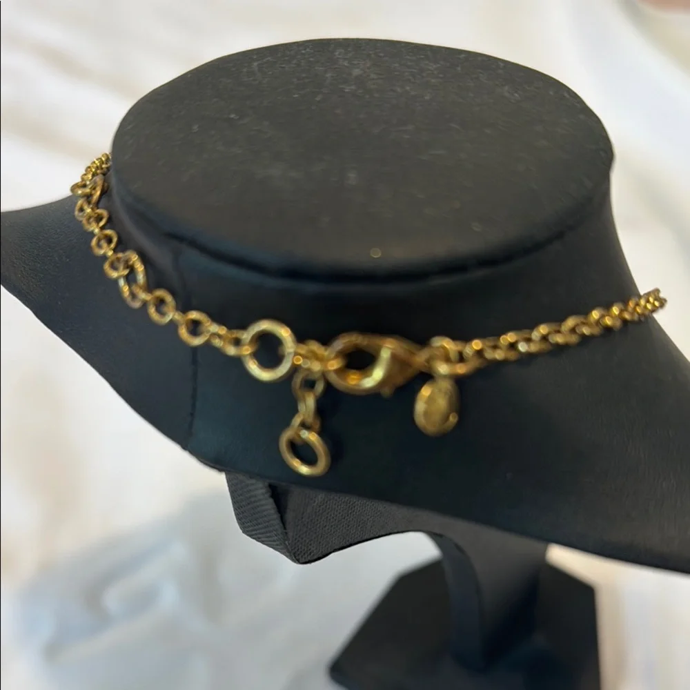 J. Crew Factory Gold and Green Necklace with Vintage style Floral Design